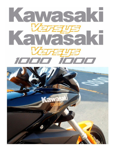 Adesivos Emblemas Tanque Compatível Kawasaki Versys Vrs12 Cor KAWASAKI VERSYS 1000 - PRATA E AMARELO