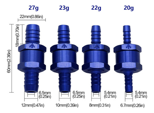 Válvula De Retención De Combustible Genérica, 6mm Azul