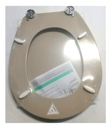 Imagen 4 de 10 de Tabla Asiento Inodoro Derpla Pilar Beige Mdf Herrajes Cromo