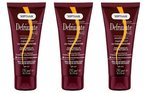 Defrizante Soft Hair 240 Ml Vinho-kit C/3un