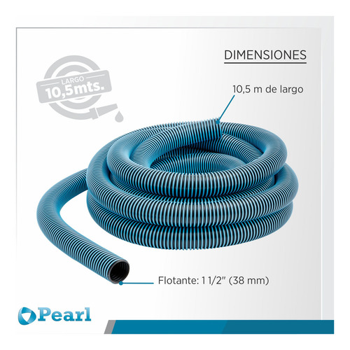 Imagen 4 de 8 de Manguera Pileta Flotante Pearl 1 1/2 38mm 10mts + Conectores