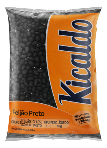Feijão preto Kicaldo em pacote sem glúten 1 kg