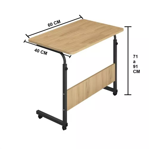  Escritorio de escritorio de escritorio con ruedas de madera  para estudio, escritorio para el hogar, sencillo, cama ajustable en altura  también se puede utilizar : Hogar y Cocina