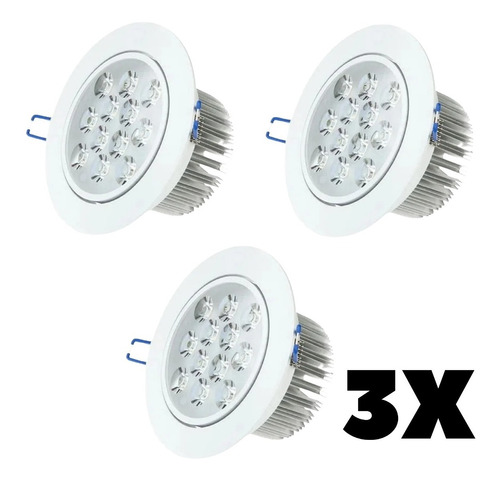 Kit 3 Spot Super Led Redondo 12w Embutir Branco Frio/quente