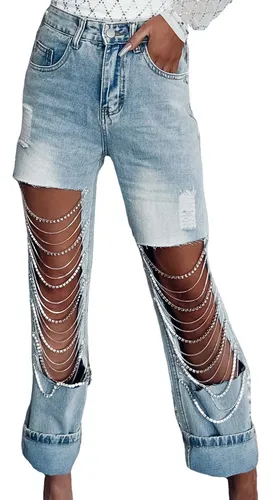 Pantalon con cadena mujer new arrivals