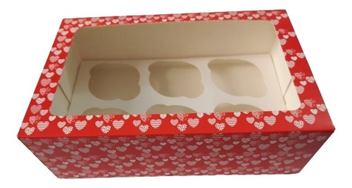 Cajas Empaque X 6 Cupcakes Diseño Rojo X 5 Unidades