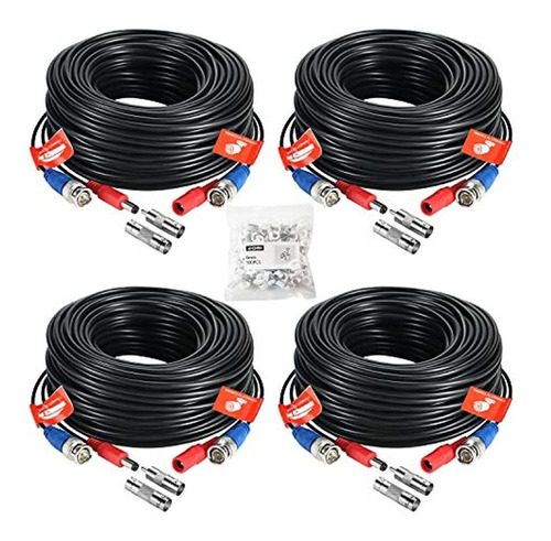 Zosi 4 Pack 100ft 30m Hd Cable De Video Cctv Cable De Alimen