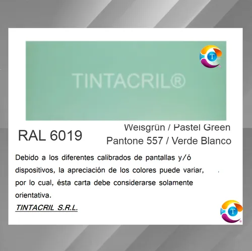 Pintura Poliuretánica Ral 6019 X 3.6 Lts. Verde Blanquecino