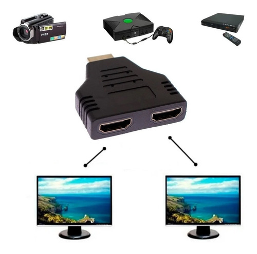 Imagem 2 de 3 de Adaptador Duplicador Hdmi 1 Entrada 2 Saídas Femea Splitter