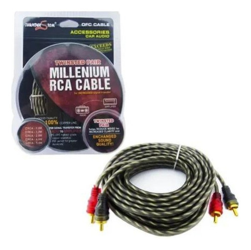 Cable 2x2 Rca, 5 Metros, Para Amplificacion De Auto. Tr-11