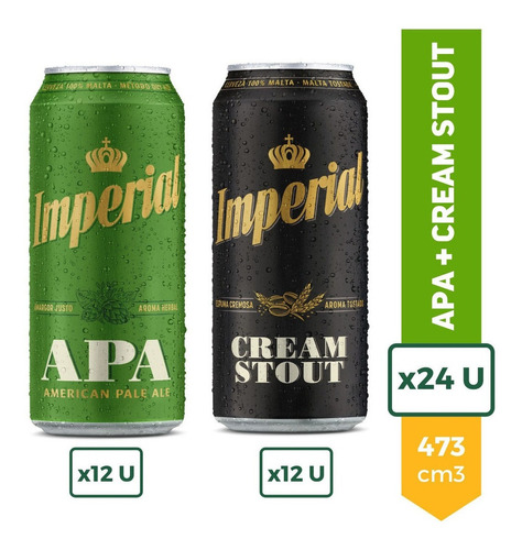 Cerveza Imperial Apa Lata 473ml X12 + Cream Stout Lata X12