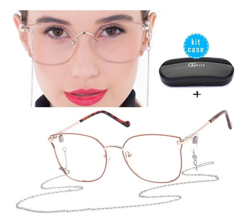 Armação Oculos Ogrife Og 1501-c Feminino Com Lente Sem Grau