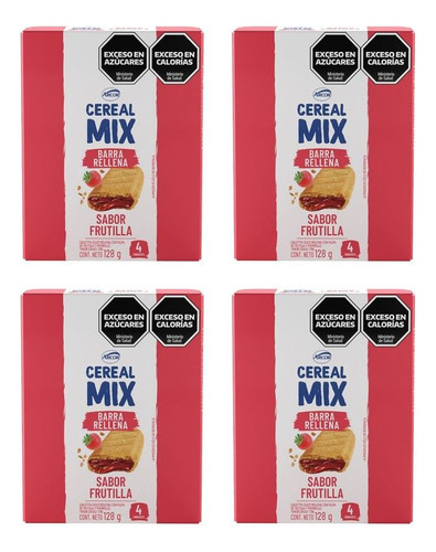 Pack X4 Barra Con Pulpa Frutilla Y Membrillo Cereal Mix 4un
