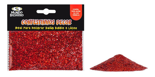 Confetes Para Decorar Balão Glitter Vermelho - 25 G - Mundo 