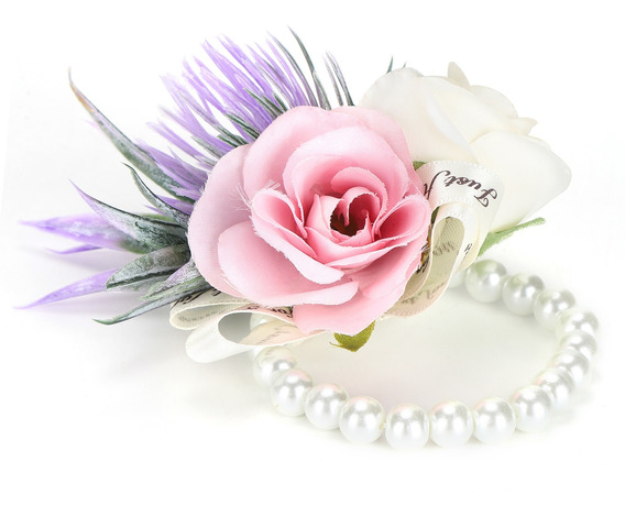 1 Unidad 10 * 10cm a Mackur 10 cm x 10 cm Brazalete de Boda con Flores y Flores para Novia y Damas de Honor 