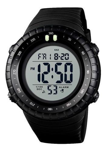 Reloj Hombre Skmei 1420 Sumergible Digital Alarma Cronometro Color De La Malla Negro/blanco Color Del Bisel Negro