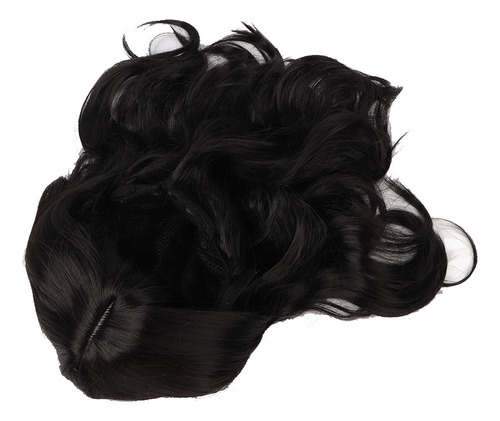 Peluca Rizada For Mujer Longitud Media Color Negro