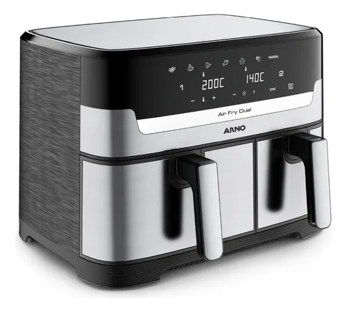 Fritadeira sem Óleo Airfryer Arno Dual 8,3L Inox Digital 1800W AFD2