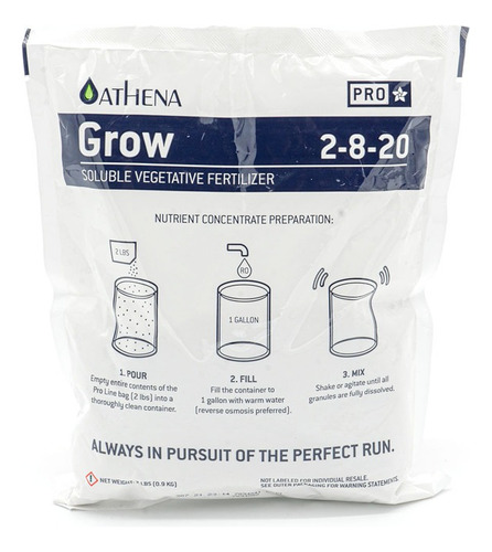  Athena Pro Grow 5 Lb Fertilizante Soluble Vegetación Indoor