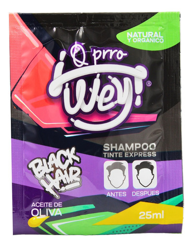  Shampoo Tinte Express. Negro. Cubre Canas. Sobre Con 25ml