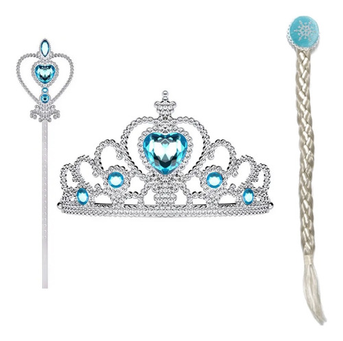 Set Disfraz Elsa Frozen Corona Varita Mechon