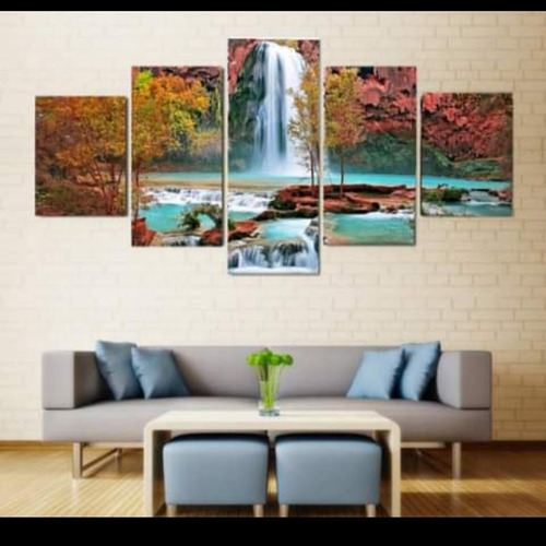 Quadros Decorativo 5 Peças Linda Cachoeira