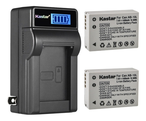 Cargador De Pared + 2 Baterías Para Canon Nb-10l ,g1 X, G15