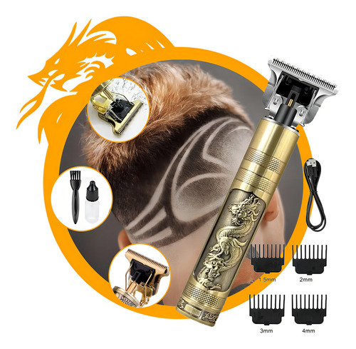 Máquina Acabamento Sem Fio Cabelo Pelos Barba Recarregável Cor Dourado-escuro 127/220V