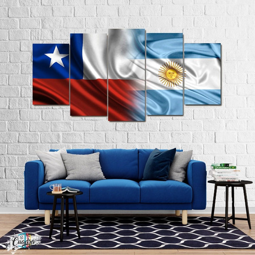 Cuadro Bandera Chile Argentina Moderno Poliliptico 