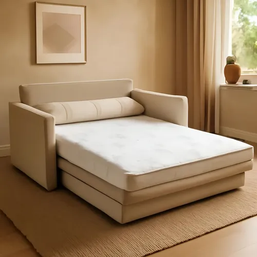Sofá-Cama Casal 2 Lugares Herval Aurora, Linho Bege, 146 cm