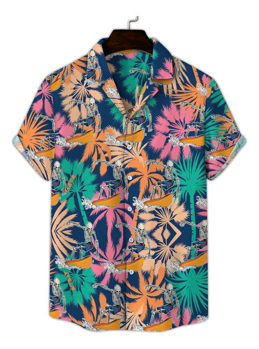 Camisa Hawaiana Playa Verano Tropical Leafs & Parro Ou