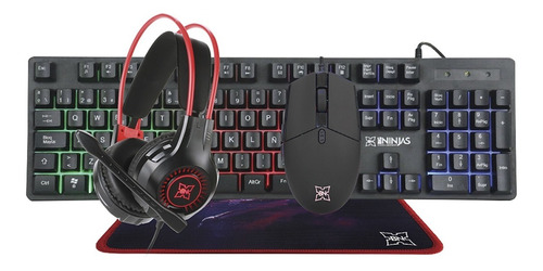 Combo Gamer 4 En 1 Big Ninja Color del mouse Negro Color del teclado Negro