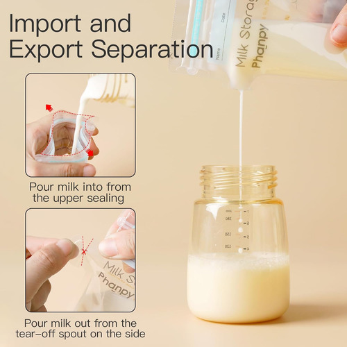 6 Botellas De Almacenamiento De Leche Y 100 Bolsas De Almace