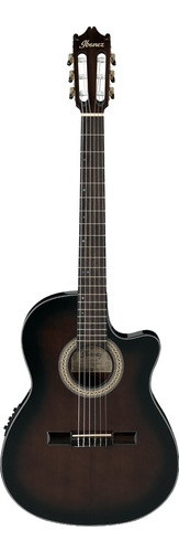Guitarra criolla clásica Ibanez Classical GA35TCE para diestros dark violin sunburst high gloss nogal brillante