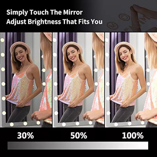 ANYHI Espejo de longitud completa con luces, 63 x 24 pulgadas, espejo largo  plateado con luces, espejo de cuerpo completo con luces, espejo alto con