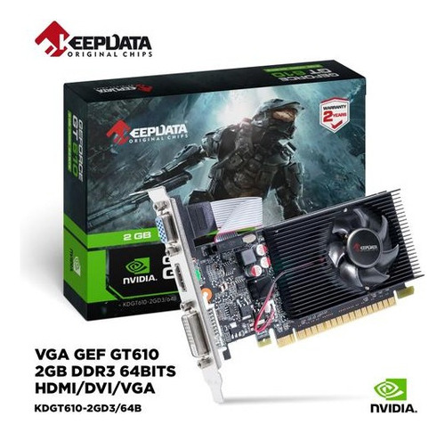 Placa De Vídeo 2gb Gt-610 Nvidia Kdgt610 2gd3 Ddr3 64bits