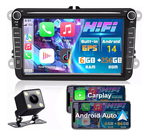 Estéreo Android 8in 6+256gb Con Carplay Para Jetta Mk6 Bora