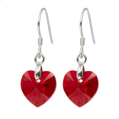 Aros Corazón Punto De Luz Red Cherry Plata 925 | M167