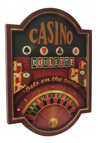 Cuadro En Madera Y Relieve Modelo Ruleta Casino 55cm. X 40cm