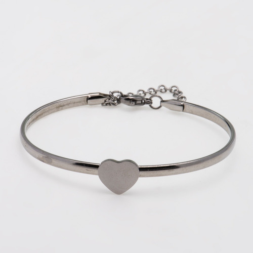 Pulsera  Esclava De Acero Con Corazón 