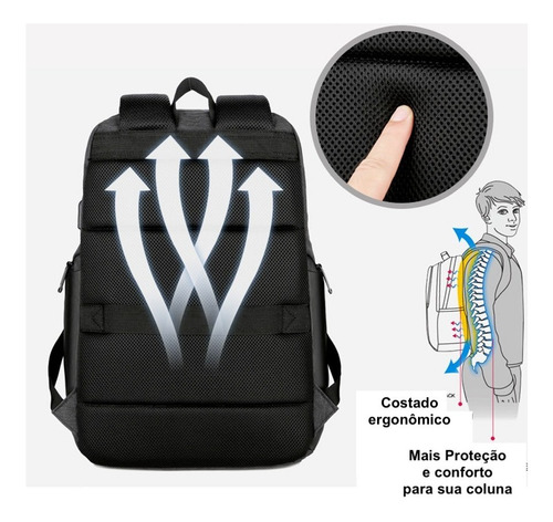 Mochila Anti Furto Usb Notebook 16 Original Pronta Entrega