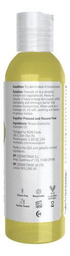 Aceite Hidratante Now Foods Solutions Aceite De Aguacate 120