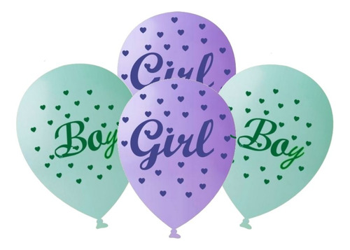 50 Balões Chá Revelação Lilás E Verde Boy Or Girl Chá Bebê