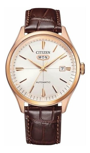 Relógio Citizen Masculino Automático Nh8393-05-a / Tz21205s Cor da correia Dourado Cor do bisel Ouro rosa Cor do fundo Branco