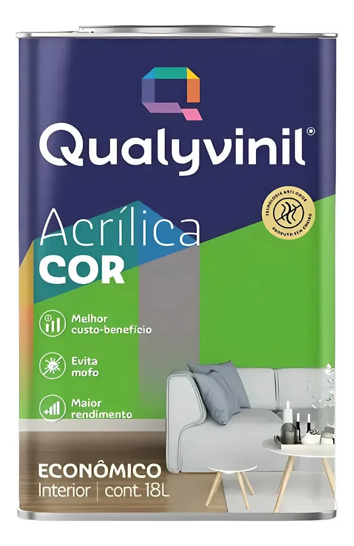 Tinta Acrílico Parede Qualyvinil Sua Cor!! Acabamento Fosco