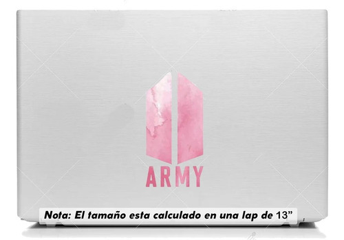 Vinil Sticker Laptop 15cm Bts Logo Army Rosa Acuarela 29b