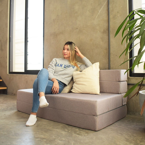 Sofa Cama Doble Agusto ® Sillon Plegable Matrimonial Colchon Color Café