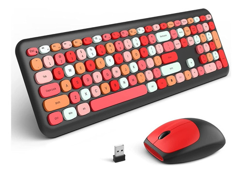 Teclado Y Mouse Mofii Combo Inalámbrico 2,4 G Rojo