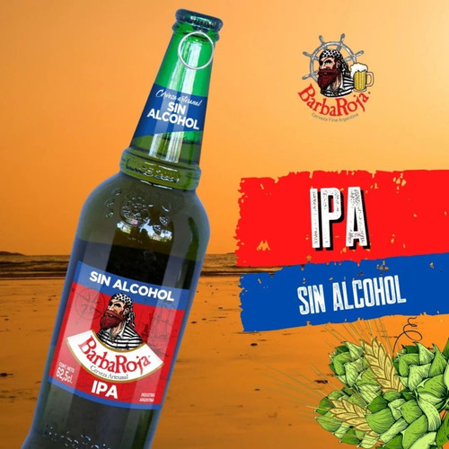 Imagen 2 de 10 de Cerveza Barba Roja Ipa Sin Alcohol Pack X 12 X 330ml.