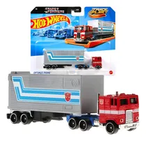 Comprar Camión Hot Wheels Track Fleet Optimus Prime Transformers, color azul